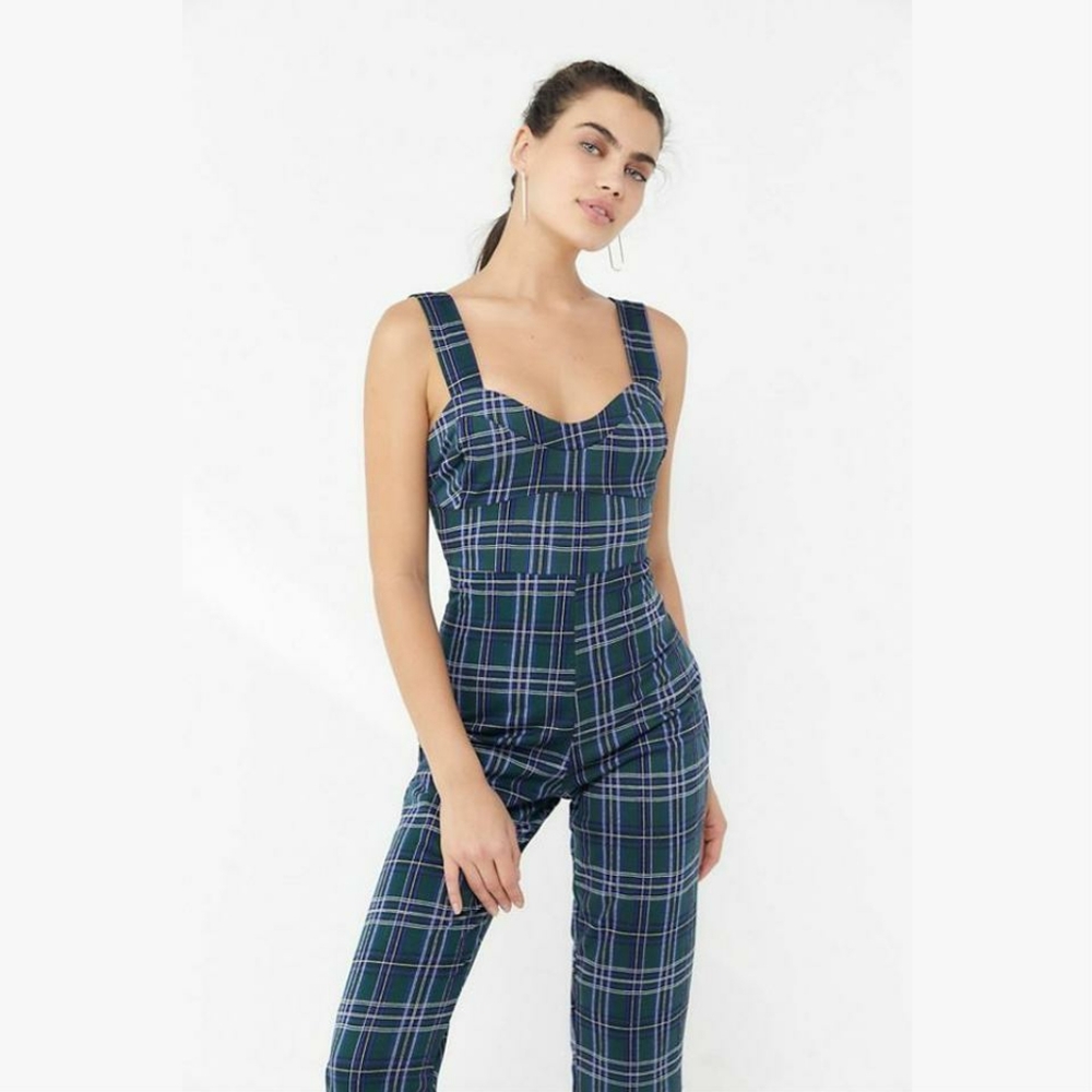 NWT Urban Outfitters Dark Plaid Jumpsuit